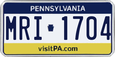 PA license plate MRI1704