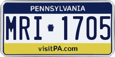 PA license plate MRI1705