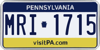 PA license plate MRI1715