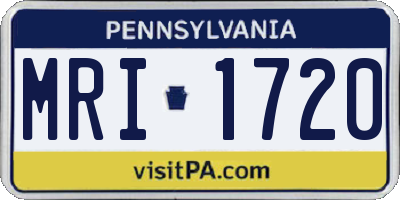 PA license plate MRI1720