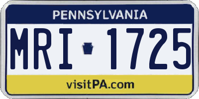 PA license plate MRI1725