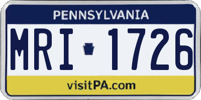 PA license plate MRI1726
