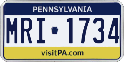 PA license plate MRI1734