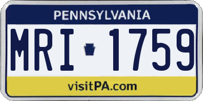 PA license plate MRI1759