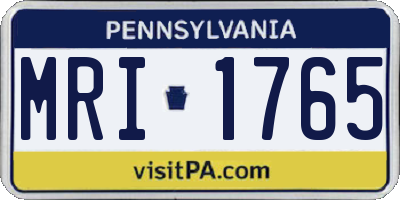 PA license plate MRI1765