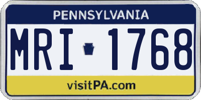 PA license plate MRI1768