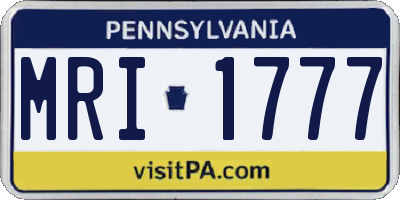 PA license plate MRI1777