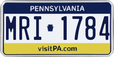 PA license plate MRI1784