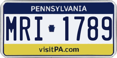 PA license plate MRI1789