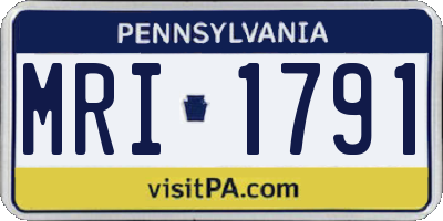 PA license plate MRI1791
