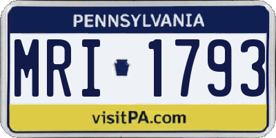 PA license plate MRI1793