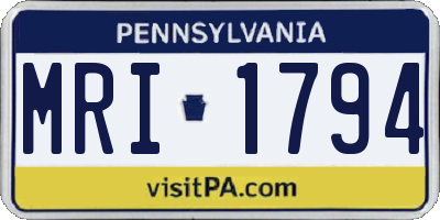PA license plate MRI1794