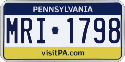 PA license plate MRI1798
