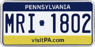 PA license plate MRI1802