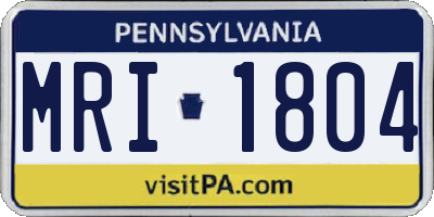 PA license plate MRI1804