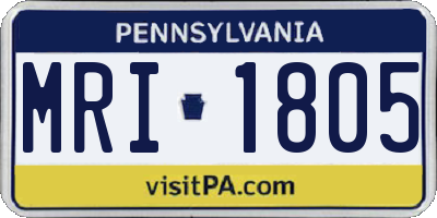 PA license plate MRI1805