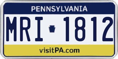 PA license plate MRI1812