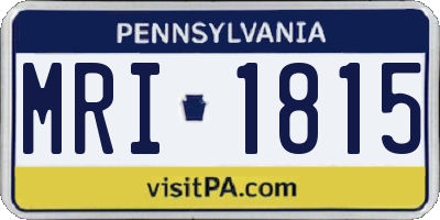 PA license plate MRI1815
