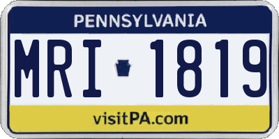 PA license plate MRI1819