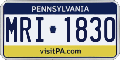 PA license plate MRI1830