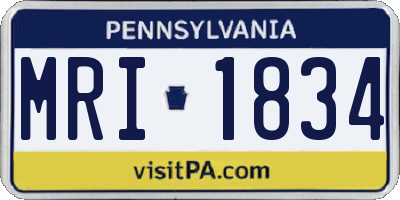 PA license plate MRI1834