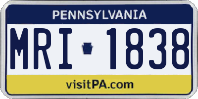 PA license plate MRI1838