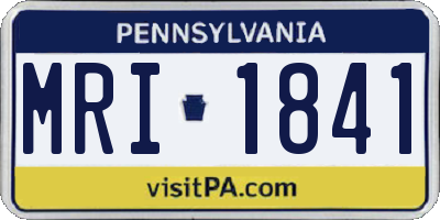 PA license plate MRI1841