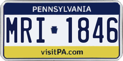PA license plate MRI1846