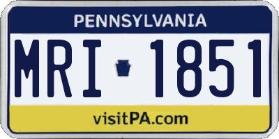 PA license plate MRI1851