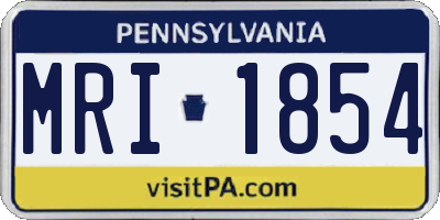 PA license plate MRI1854