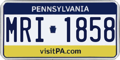 PA license plate MRI1858
