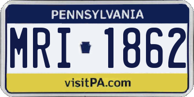 PA license plate MRI1862