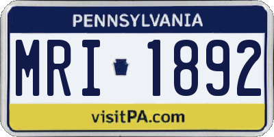 PA license plate MRI1892