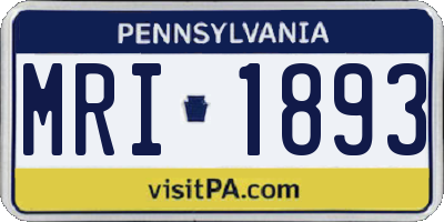 PA license plate MRI1893