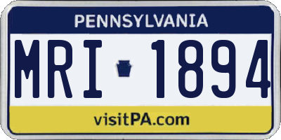 PA license plate MRI1894