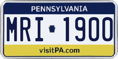 PA license plate MRI1900