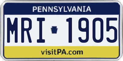 PA license plate MRI1905