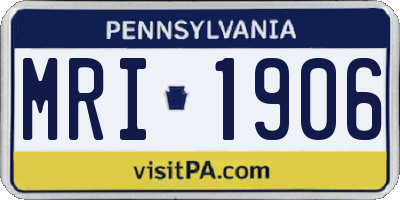 PA license plate MRI1906