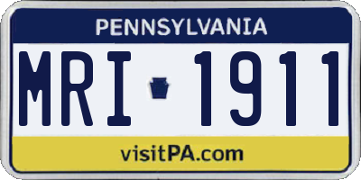 PA license plate MRI1911