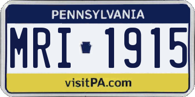 PA license plate MRI1915