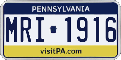 PA license plate MRI1916