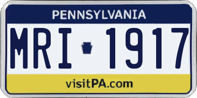 PA license plate MRI1917