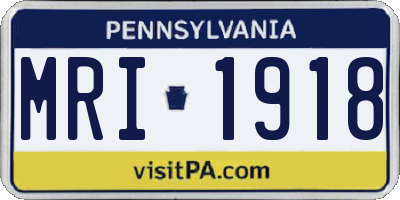 PA license plate MRI1918