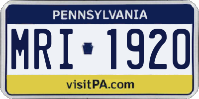 PA license plate MRI1920