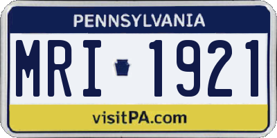 PA license plate MRI1921
