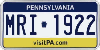 PA license plate MRI1922