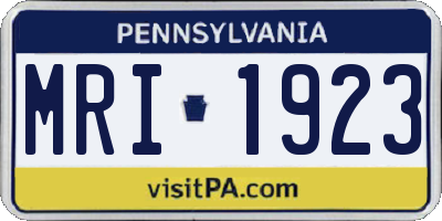 PA license plate MRI1923