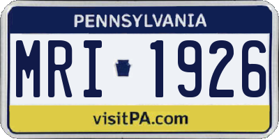 PA license plate MRI1926