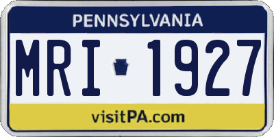 PA license plate MRI1927