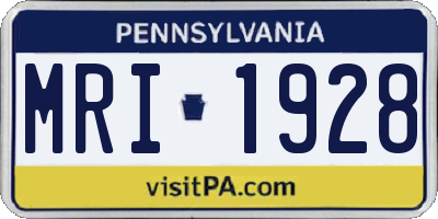 PA license plate MRI1928